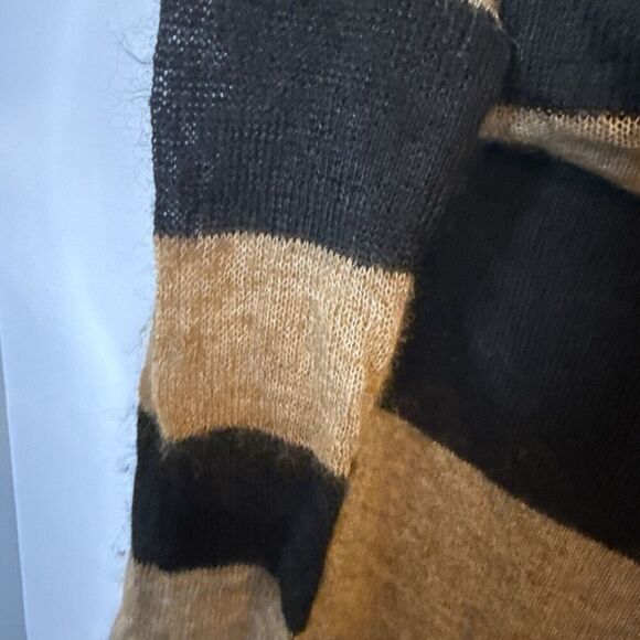 Free People Womens Lulu Sweater S Tan‎ Black Striped Cowl Neck Alpaca Wool Blend - Picture 4 of 10